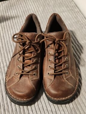 GBX Brown Leather Casual Lace-Up Loafers EUC